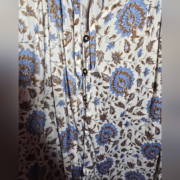 #0158 XLPetite NWT ANTHROPOLOGIE Button Down 1/2 Smock Wrists, Ruffle Collar - Picture 8 of 16